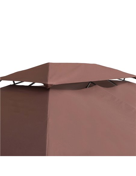 Outsunny 3x4m Gazebo Replacement Roof Canopy 2 Tier Top UV Cover Garden Patio Outdoor Sun Awning Shelters Brown (TOP ONLY) - pic 18339 | FastDaddyshop