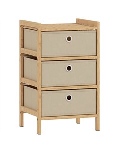 HOMCOM Chest of Drawers, 3 Fabric Drawers Narrow Dresser with Bamboo Frame, Cream White