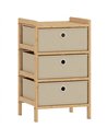 HOMCOM Chest of Drawers, 3 Fabric Drawers Narrow Dresser with Bamboo Frame, Cream White