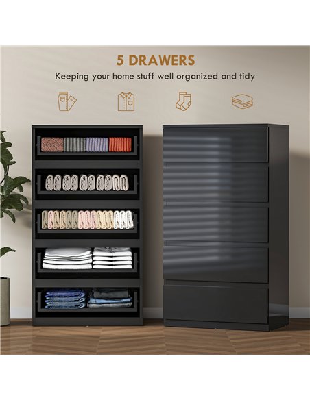 HOMCOM Chest of Drawers, 5-Drawer Storage Cabinets, Modern Dresser, Storage Drawer Unit for Bedroom - pic 183419 | FastDaddyshop