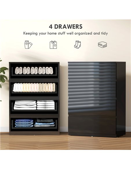 HOMCOM Chest of Drawers, 4-Drawer Storage Cabinets, Modern Dresser, Storage Drawer Unit for Bedroom - pic 183428 | FastDaddyshop