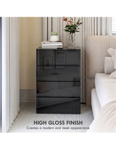 HOMCOM Chest of Drawers, 4-Drawer Storage Cabinets, Modern Dresser, Storage Drawer Unit for Bedroom