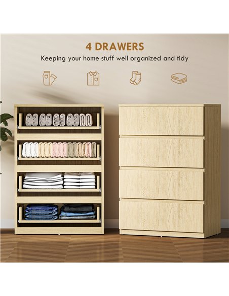 HOMCOM Chest of Drawers, 4-Drawer Storage Cabinets, Modern Dresser, Storage Drawer Unit for Bedroom - pic 183437 | FastDaddyshop