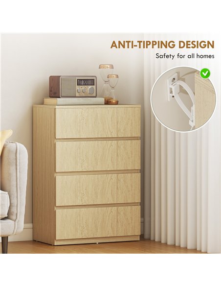 HOMCOM Chest of Drawers, 4-Drawer Storage Cabinets, Modern Dresser, Storage Drawer Unit for Bedroom - pic 183438 | FastDaddyshop