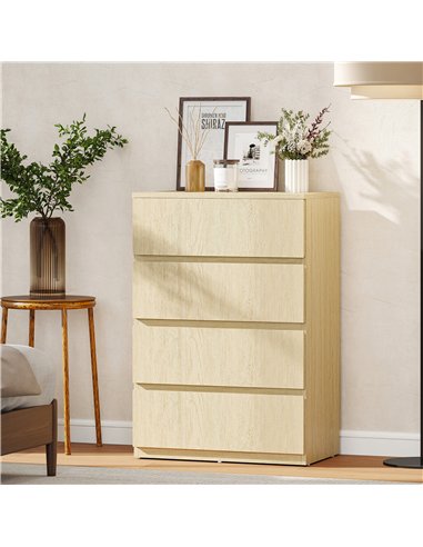 HOMCOM Chest of Drawers, 4-Drawer Storage Cabinets, Modern Dresser, Storage Drawer Unit for Bedroom