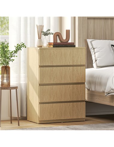 HOMCOM Chest of Drawers, 4-Drawer Storage Cabinets, Modern Dresser, Storage Drawer Unit for Bedroom