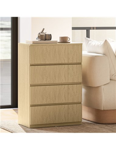 HOMCOM Chest of Drawers, 4-Drawer Storage Cabinets, Modern Dresser, Storage Drawer Unit for Bedroom