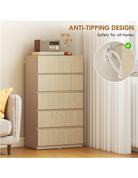 HOMCOM Chest of Drawers, 5-Drawer Storage Cabinets, Modern Dresser, Storage Drawer Unit for Bedroom - pic 183447 | FastDaddyshop