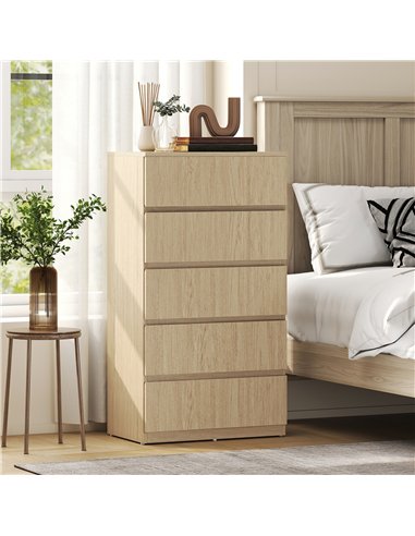 HOMCOM Chest of Drawers, 5-Drawer Storage Cabinets, Modern Dresser, Storage Drawer Unit for Bedroom