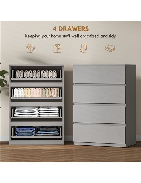 HOMCOM Chest of Drawers, 4-Drawer Storage Cabinets, Modern Dresser, Storage Drawer Unit for Bedroom - pic 183455 | FastDaddyshop