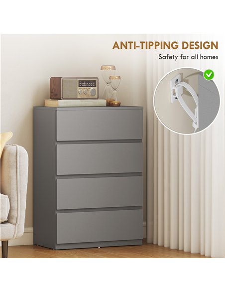 HOMCOM Chest of Drawers, 4-Drawer Storage Cabinets, Modern Dresser, Storage Drawer Unit for Bedroom - pic 183456 | FastDaddyshop