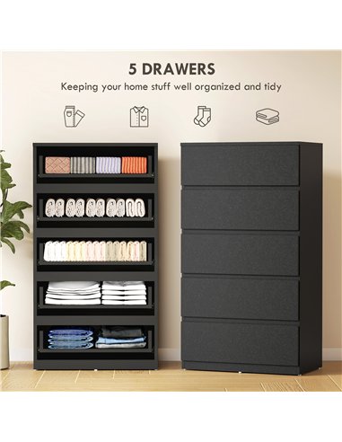 HOMCOM Chest of Drawers, 5-Drawer Storage Cabinets, Modern Dresser, Storage Drawer Unit for Bedroom