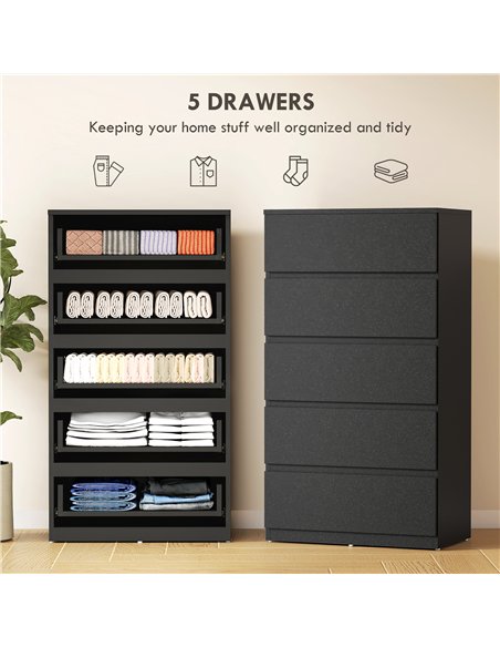 HOMCOM Chest of Drawers, 5-Drawer Storage Cabinets, Modern Dresser, Storage Drawer Unit for Bedroom - pic 183464 | FastDaddyshop