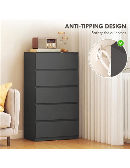 HOMCOM Chest of Drawers, 5-Drawer Storage Cabinets, Modern Dresser, Storage Drawer Unit for Bedroom - pic 183465 | FastDaddyshop