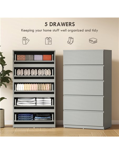 HOMCOM Chest of Drawers, 5-Drawer Storage Cabinets, Modern Dresser, Storage Drawer Unit for Bedroom - pic 183473 | FastDaddyshop