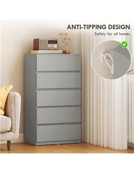 HOMCOM Chest of Drawers, 5-Drawer Storage Cabinets, Modern Dresser, Storage Drawer Unit for Bedroom - pic 183474 | FastDaddyshop