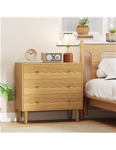 HOMCOM Dresser for Bedroom 3 Drawer Chest of Drawers with Steel Frame for Living Room in Oak 2