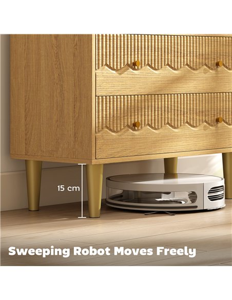 HOMCOM Dresser for Bedroom 3 Drawer Chest of Drawers with Steel Frame for Living Room in Oak - pic 183484 | FastDaddyshop