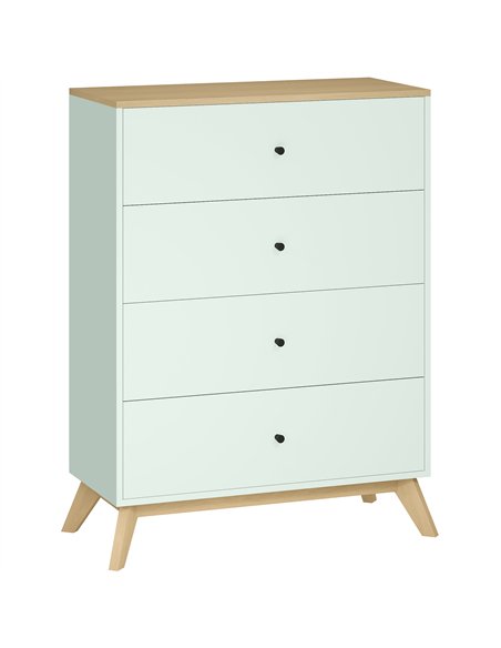 HOMCOM 4 Drawer Storage Cabinet, Chest of Drawers for Bedroom Living Room, Light Green and Oak - pic 183488 | FastDaddyshop