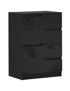 HOMCOM Chest of Four High Gloss Front Drawers - Black