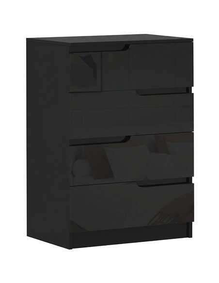 HOMCOM Chest of Four High Gloss Front Drawers - Black - pic 183497 | FastDaddyshop