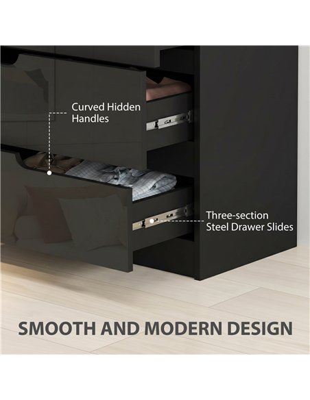 HOMCOM Chest of Four High Gloss Front Drawers - Black - pic 183501 | FastDaddyshop