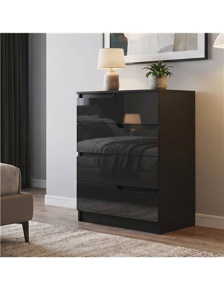 HOMCOM Chest of Four High Gloss Front Drawers - Black - pic 183504 | FastDaddyshop