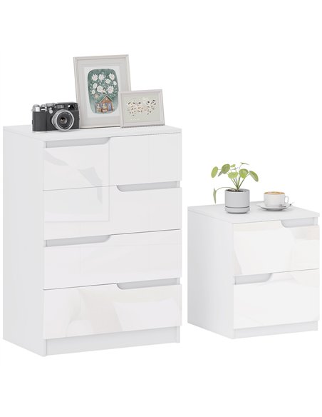 HOMCOM Chest of Drawers and Bedside Table, Modern, High Gloss - pic 183506 | FastDaddyshop