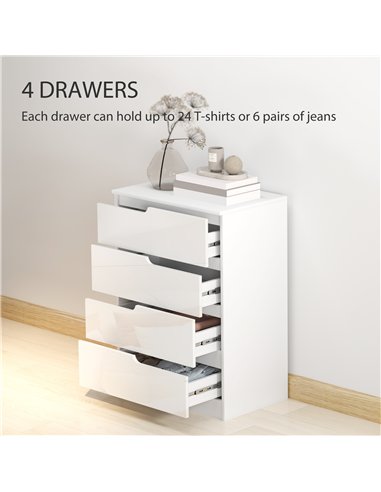 HOMCOM Chest of Drawers and Bedside Table, Modern, High Gloss