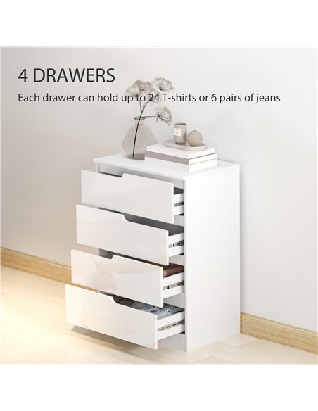 HOMCOM Chest of Drawers and Bedside Table, Modern, High Gloss - pic 183509 | FastDaddyshop