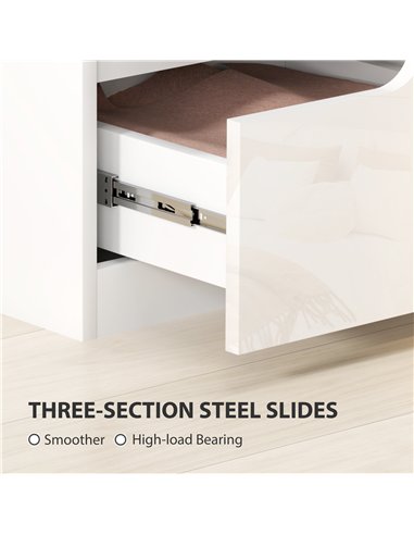 HOMCOM Chest of Drawers and Bedside Table, Modern, High Gloss