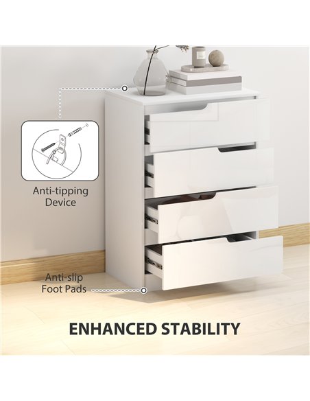 HOMCOM Chest of Drawers and Bedside Table, Modern, High Gloss - pic 183511 | FastDaddyshop