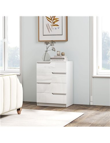 HOMCOM Chest of Drawers and Bedside Table, Modern, High Gloss
