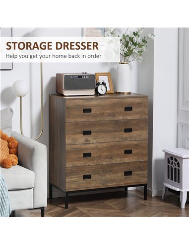 HOMCOM Chest of Drawers, Bedside Table Set with Drawers, Coffee