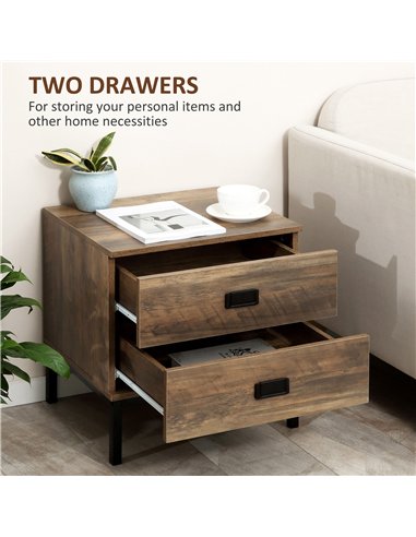 HOMCOM Chest of Drawers, Bedside Table Set with Drawers, Coffee