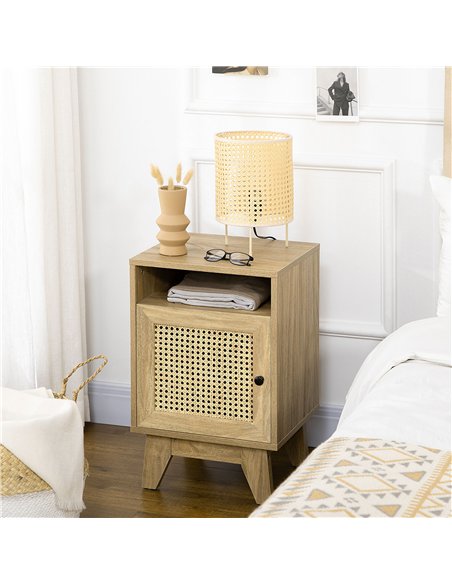 HOMCOM Chest of Drawer with 4 Rattan Drawers, Beside Table with Door, Natural - pic 183532 | FastDaddyshop
