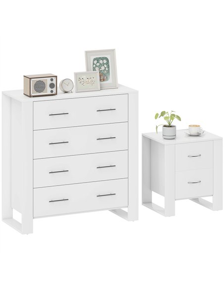 HOMCOM Bedroom Furniture Set, Drawer Chest and Nightstand, Modern White - pic 183533 | FastDaddyshop