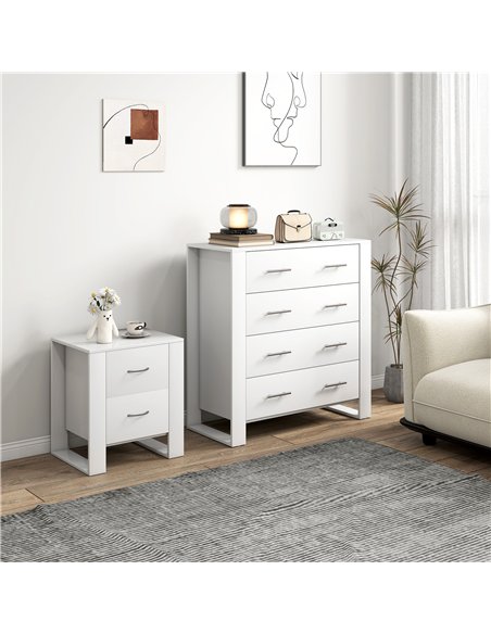 HOMCOM Bedroom Furniture Set, Drawer Chest and Nightstand, Modern White - pic 183534 | FastDaddyshop