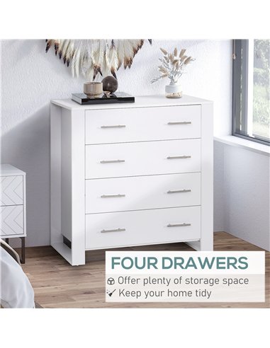 HOMCOM Bedroom Furniture Set, Drawer Chest and Nightstand, Modern White