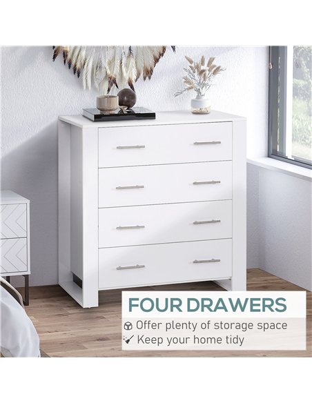 HOMCOM Bedroom Furniture Set, Drawer Chest and Nightstand, Modern White - pic 183536 | FastDaddyshop