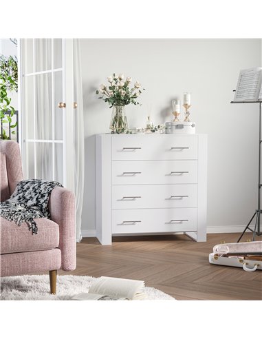 HOMCOM Bedroom Furniture Set, Drawer Chest and Nightstand, Modern White