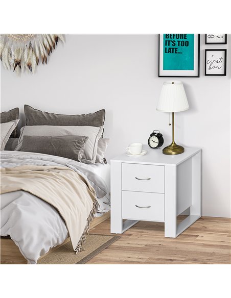 HOMCOM Bedroom Furniture Set, Drawer Chest and Nightstand, Modern White - pic 183541 | FastDaddyshop