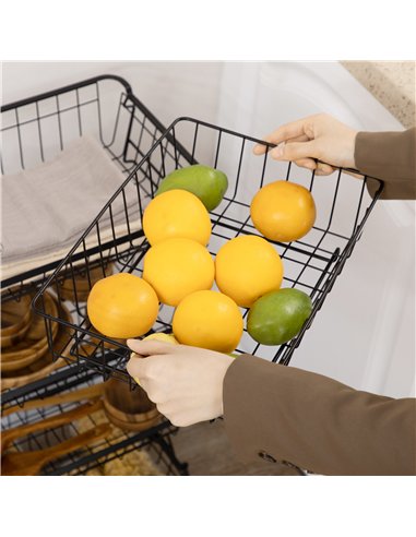 HOMCOM 5 Tier Storage Trolley, Stackable Fruit Vegetable Cart for Kitchen, Living Room, 40 x 2 x 97 cm, Black