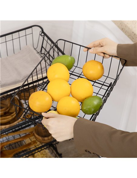 HOMCOM 5 Tier Storage Trolley, Stackable Fruit Vegetable Cart for Kitchen, Living Room, 40 x 2 x 97 cm, Black - pic 183558 | FastDaddyshop