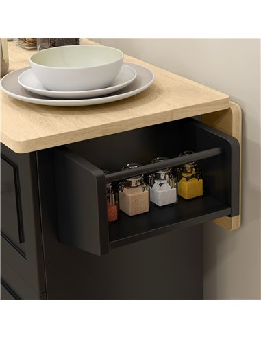 HOMCOM Kitchen Island with Drop Leaf, Rolling Kitchen Storage Trolley on Wheels with 3 Drawers, Black