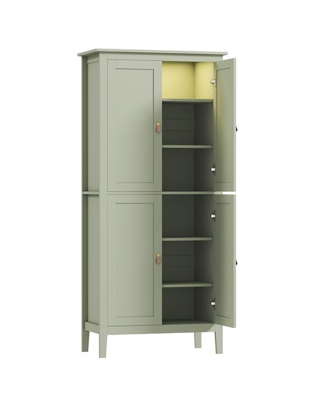 HOMCOM Tall Pantry Cupboard with Motion Sensor LED Light - Green - pic 183578 | FastDaddyshop