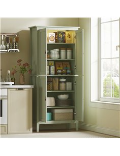 HOMCOM Tall Pantry Cupboard with Motion Sensor LED Light - Green 2