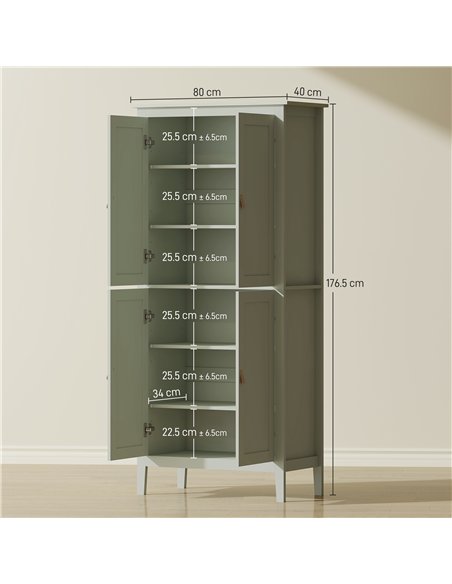 HOMCOM Tall Pantry Cupboard with Motion Sensor LED Light - Green - pic 183580 | FastDaddyshop