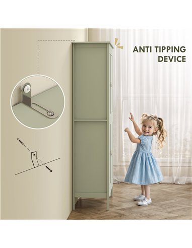 HOMCOM Tall Pantry Cupboard with Motion Sensor LED Light - Green