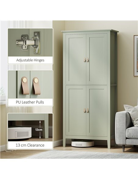 HOMCOM Tall Pantry Cupboard with Motion Sensor LED Light - Green - pic 183585 | FastDaddyshop